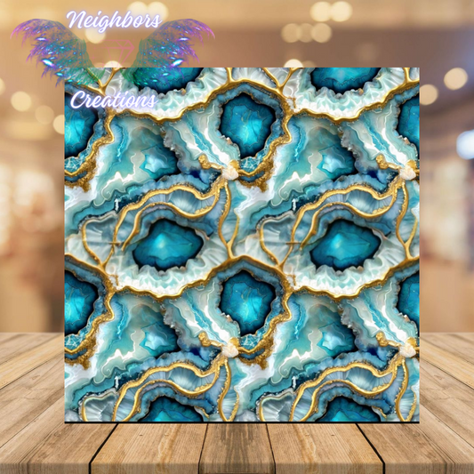 Classic Clustered Themed Tones of Blue N Gold Boutique Vinyl