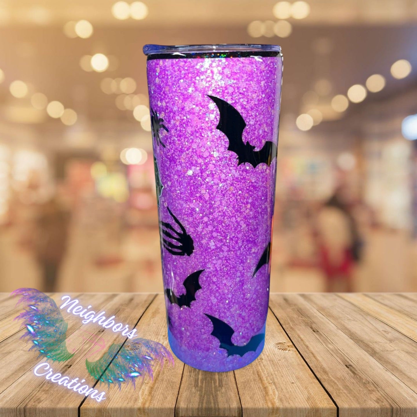 20 OZ Purple Full Glittered Spooky Tumbler