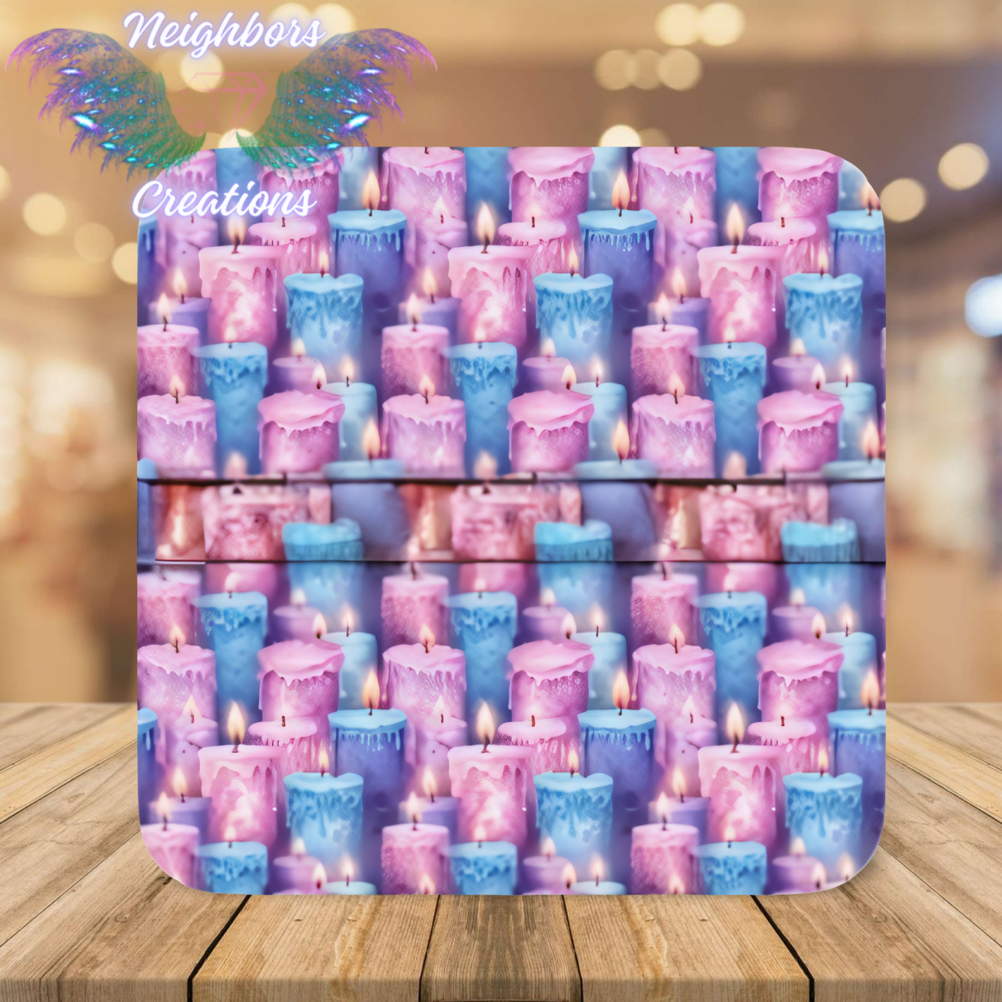 Rows of Candles Pink N Light Blue Boutique Vinyl