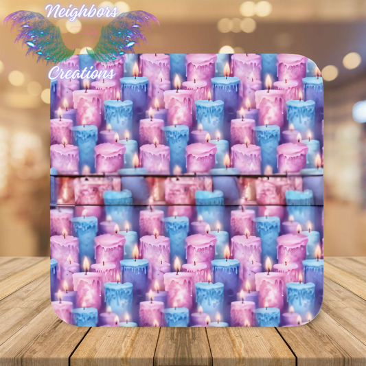 Rows of Candles Pink N Light Blue Boutique Vinyl