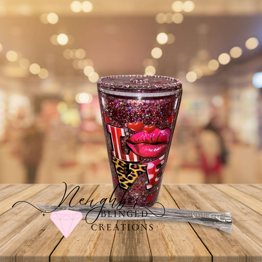 20oz Actlyic Snowglobe Cup Valentine’s Lips