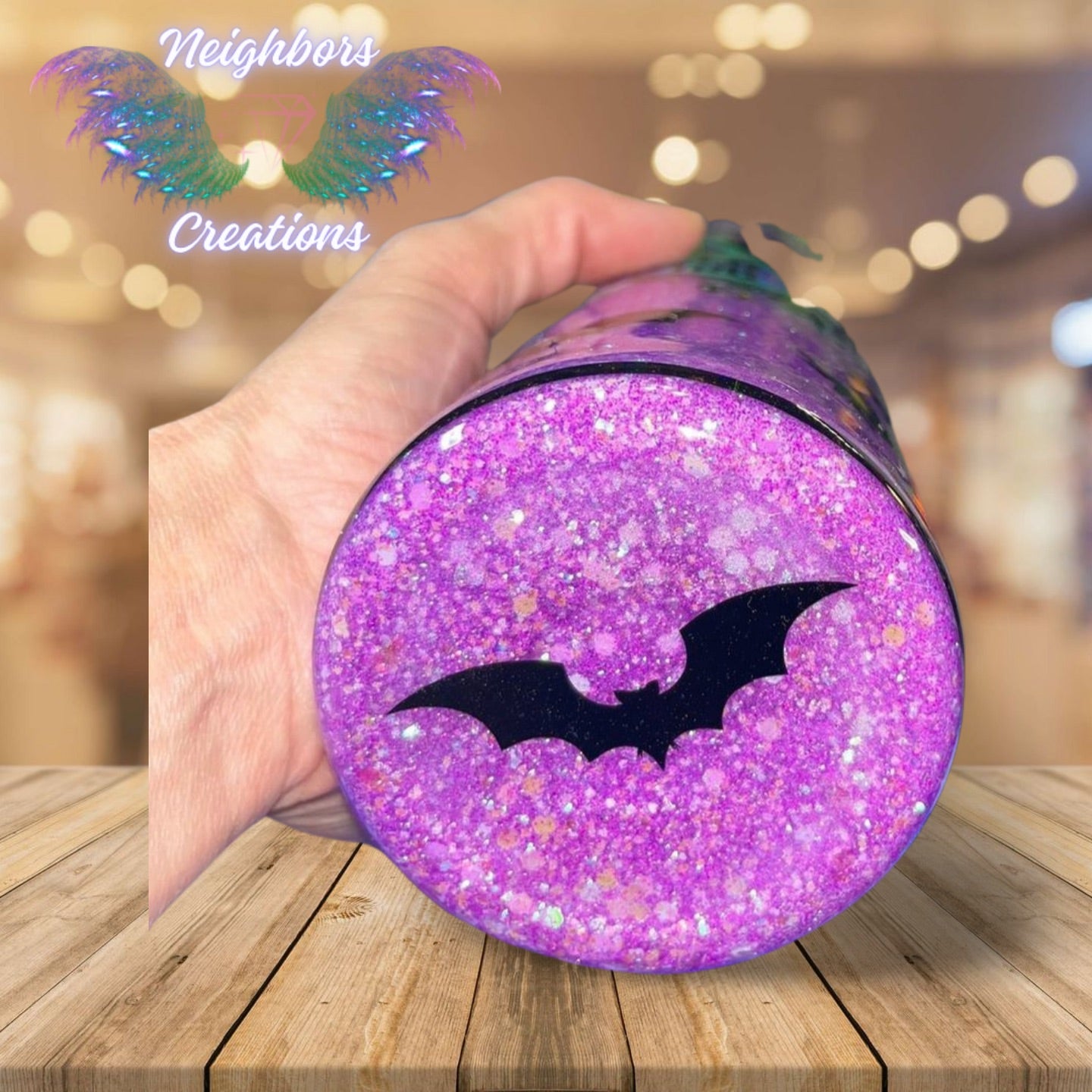 20 OZ Purple Full Glittered Spooky Tumbler
