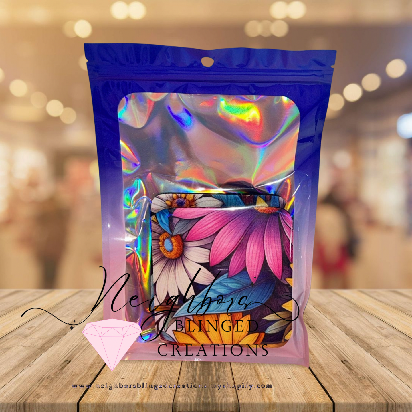 Drink coasters set of 4 - bright and vibrant floral
