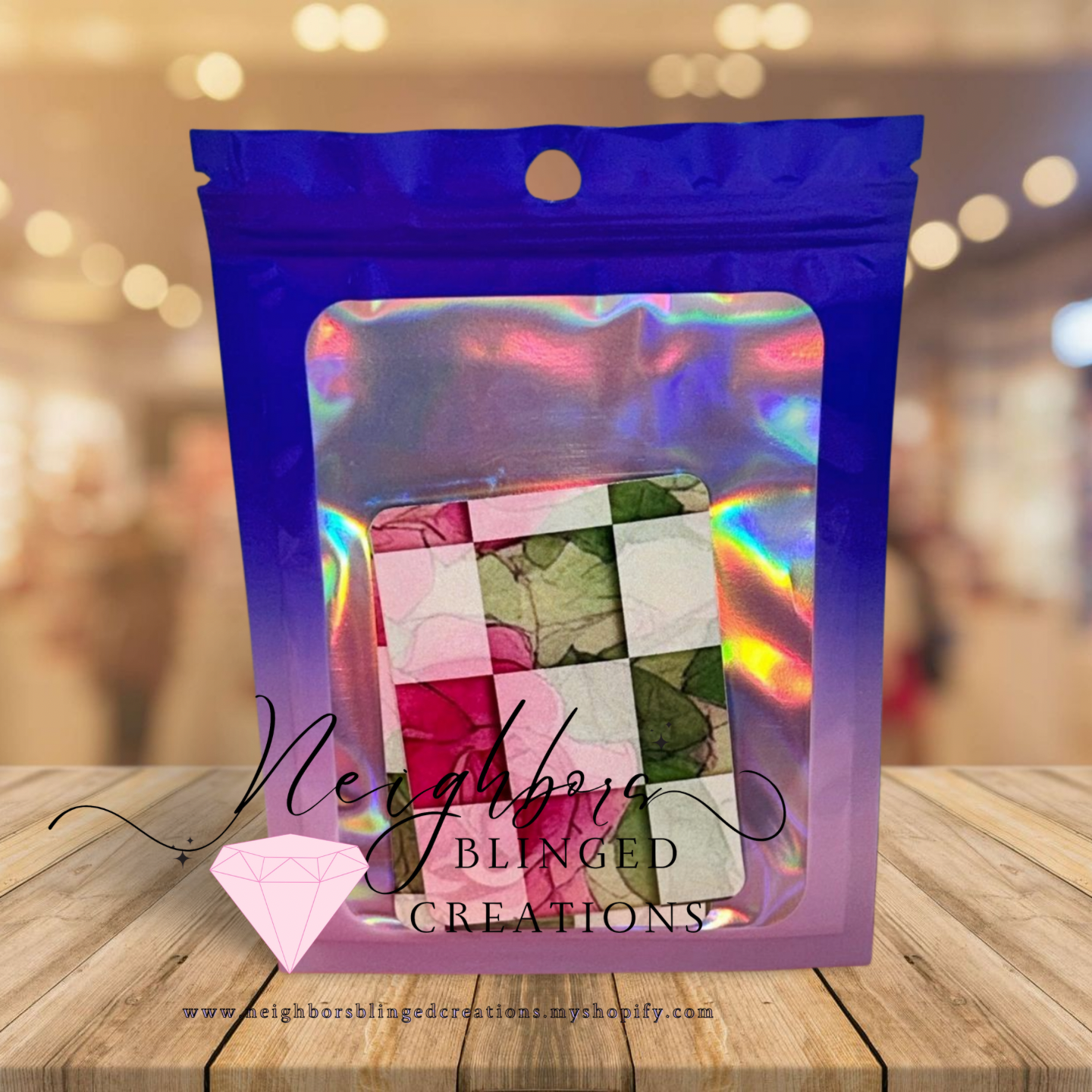 Magnets set of 2 Floral checkered