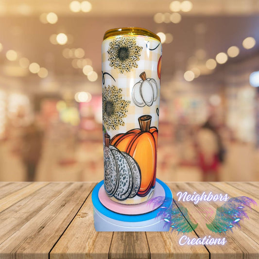 #11 - 20 OZ Fall Vibes Pumpkins With Glitter Tumbler