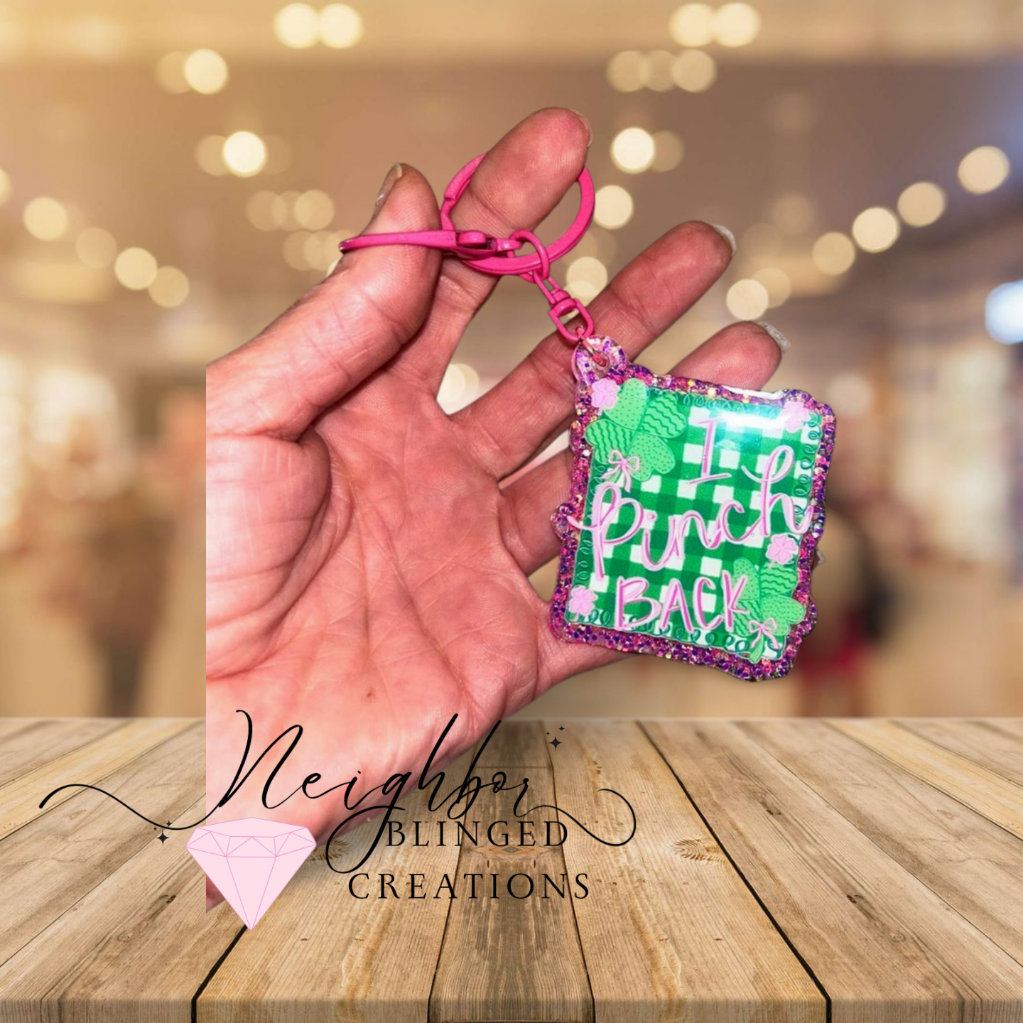 Handmade -Pink Glow - I Punch Back— Acrylic Keychain￼