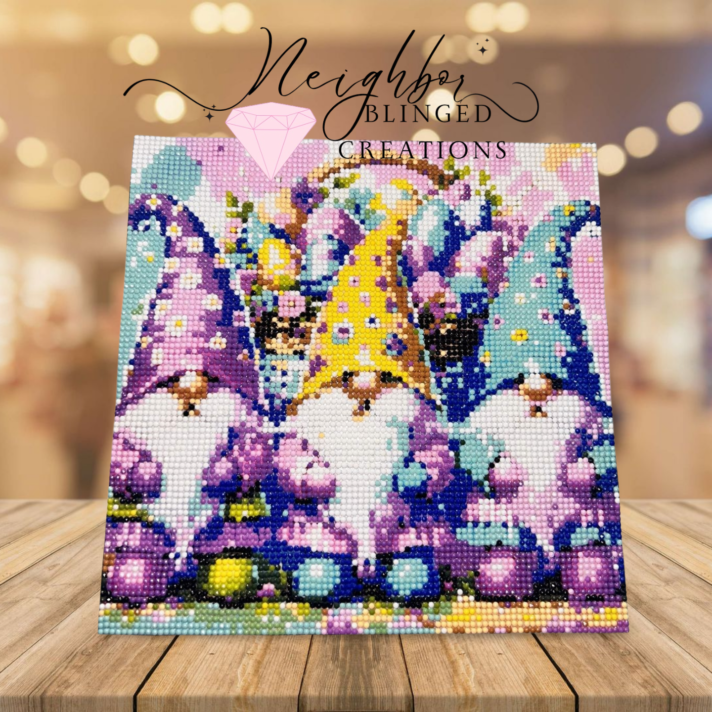 Spring Inspired Spring Trio Gnome Diamond Painting 30x40 -14 different colors on this canvas- PLEASE READ THIS IS FOR CUSTOM ORDERS - please send email with details of order.