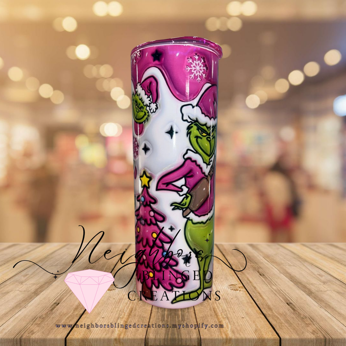 20oz Pink and green special edition Christmas themed