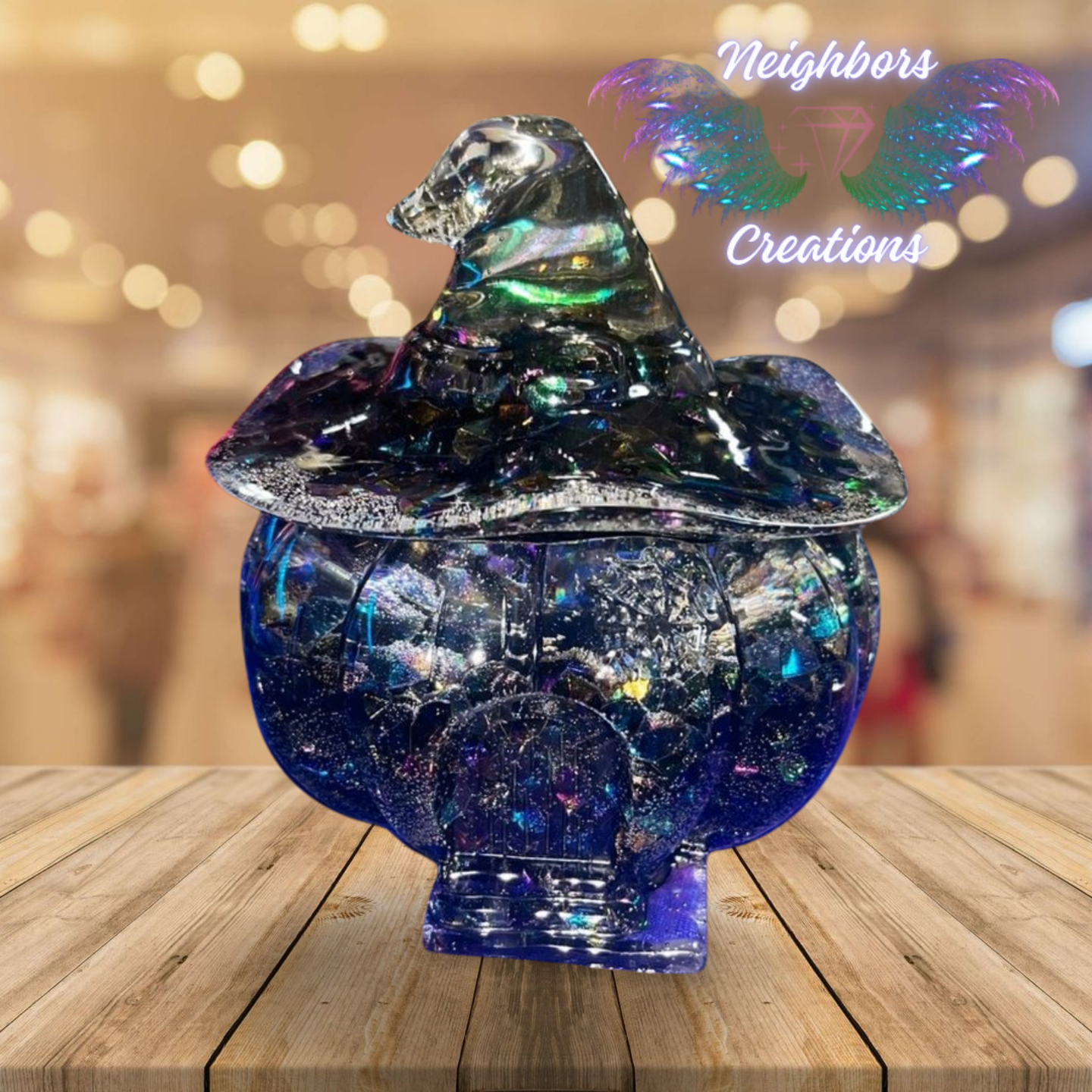 Halloween themed Witch Pumpkin Jar With Witches Hat Lid.