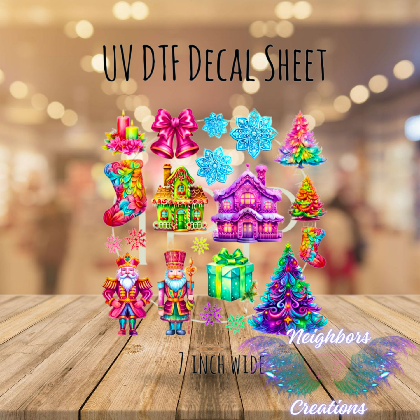 Bright N Vibrant Christmas UV DTF Decal Elements - One decal per custom order - unless requested.