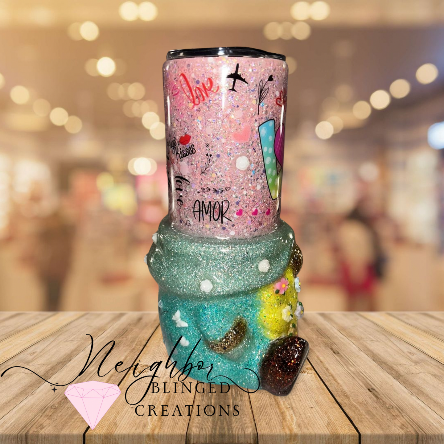 20oz Stainless Steel DBL Insulated Gnome Sleeve Tumbler - with special flowers & all we need is love edition tumbler