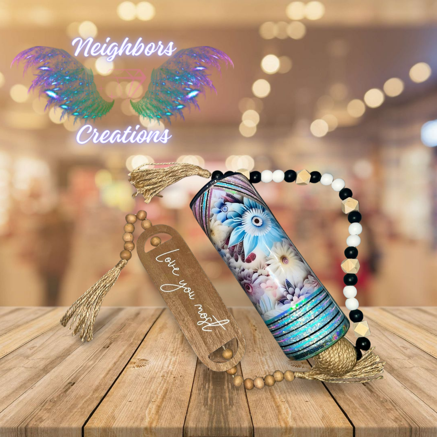 #24 - 20 OZ Floral V Split Glittered Tumbler