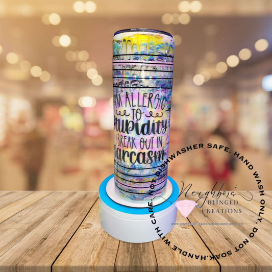 #1 - 20Oz Custom neon pigment swirl tumbler sarcastic saying