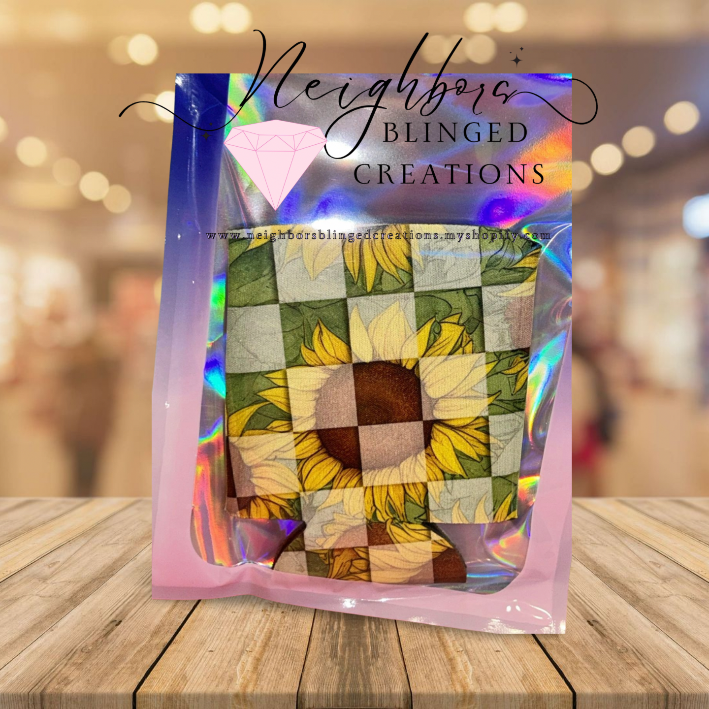 Fabric Can Cousy  - checkered, sunflower print