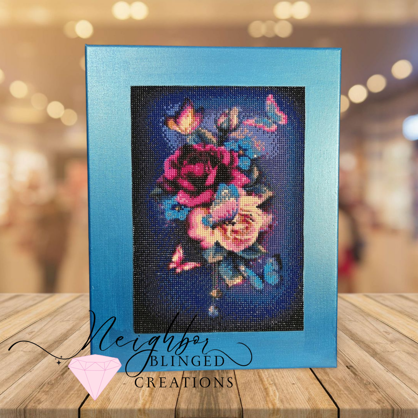 35x45 Blue floral design wi Butterflys Diamond painting