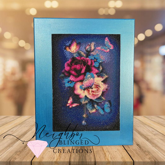 35x45 Blue floral design wi Butterflys Diamond painting