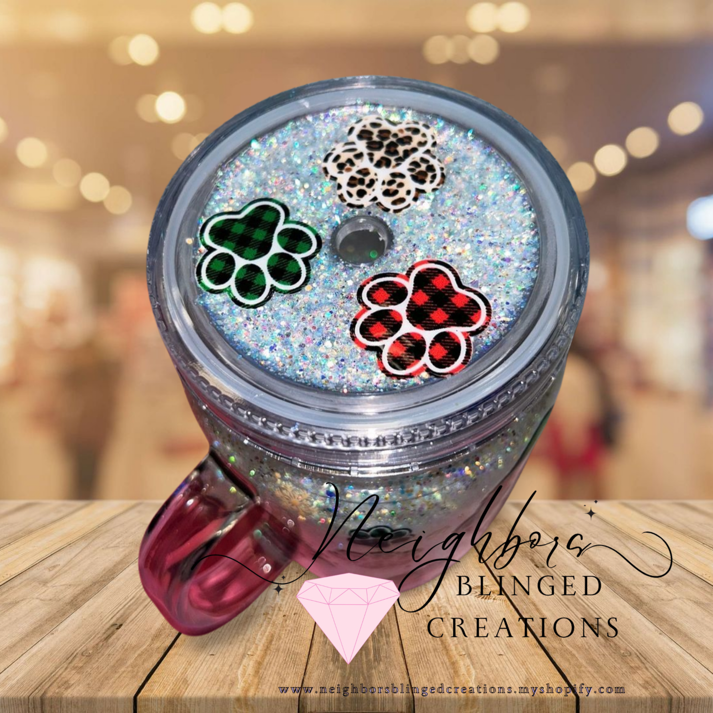 20oz Snowglobe Acrylic Mug W/ Dry Glitter Custom Mix