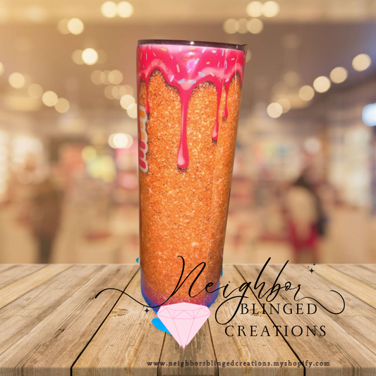 Handcrafted 20 ounce stainless steel glitter pattern drip with sprinkles Tumblr