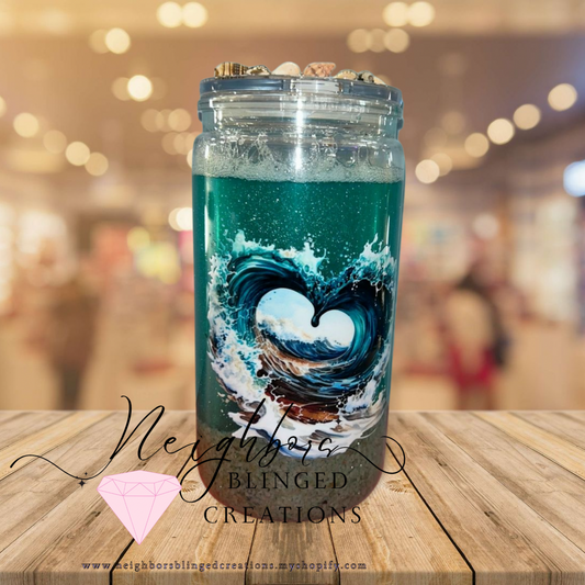 15oz Splash of Ocean Magic Snowglobe Cup W Custom lid