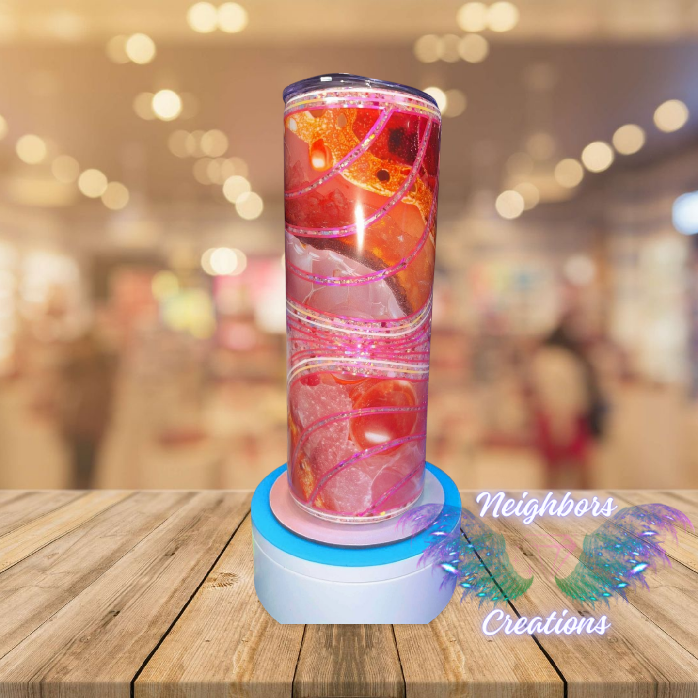 #18 - 20 OZ Horizontal Wavey Wave Glittered Tumbler